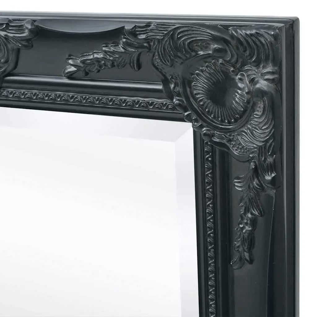 Baroque Style Wall Mirror in Black Frame 100x50cm