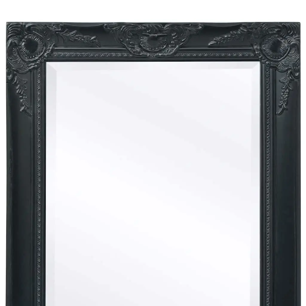 Baroque Style Wall Mirror in Black Frame 100x50cm