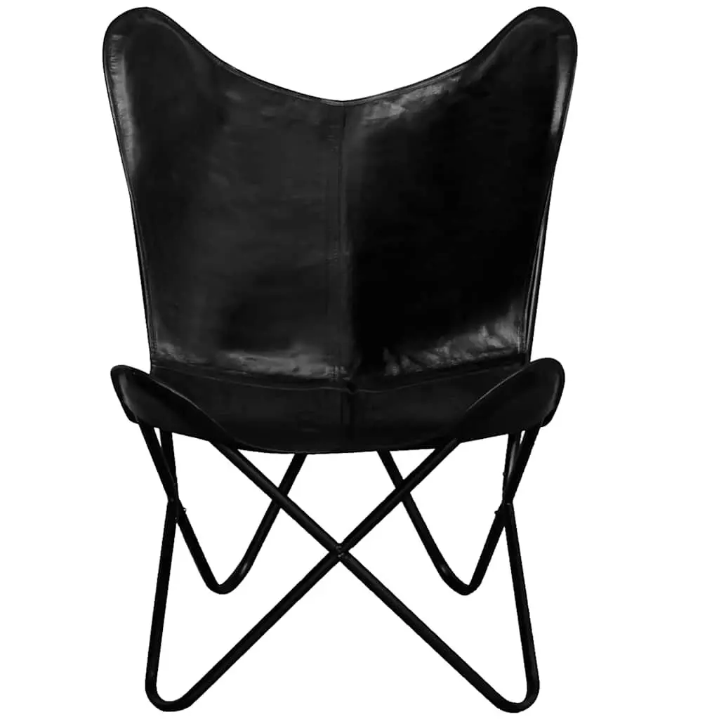 Butterfly Chair Black Leather Arm Chair Vintage Relaxation Seating Furniture