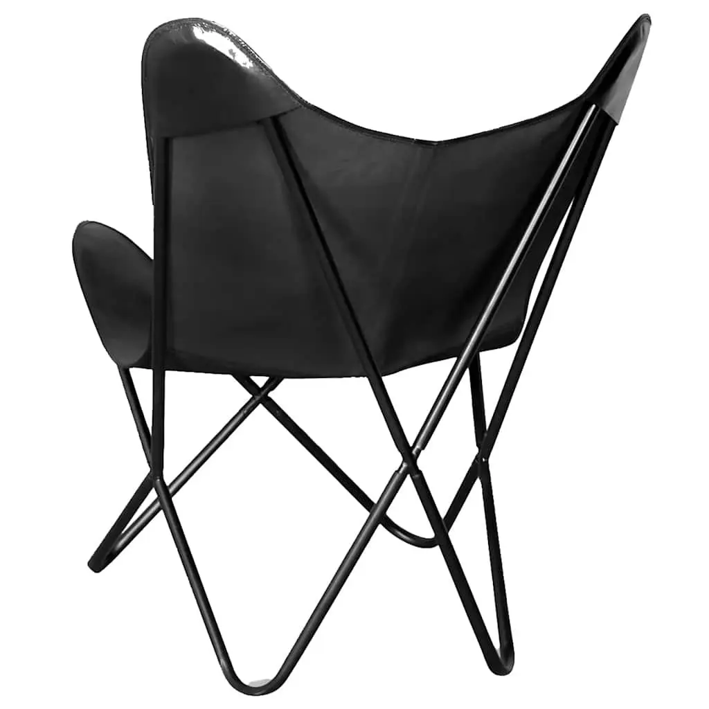 Butterfly Chair Black Leather Arm Chair Vintage Relaxation Seating Furniture