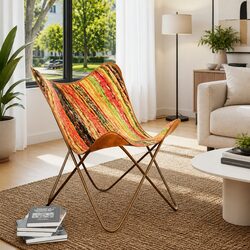 Chindi Fabric Butterfly Chair for Relaxation