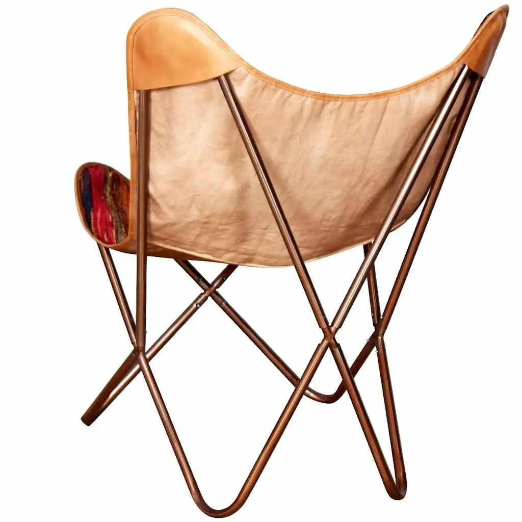 Butterfly Chair Iron Frame Chindi Fabric Multicolour Ergonomic Lounge Seat