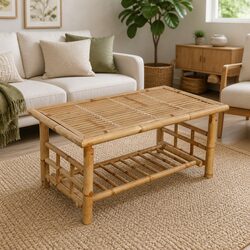 Practical Bamboo Coffee Table for Indoor and Outdoor Use