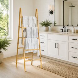 Practical 5-Rung Bamboo Towel Ladder 50x160cm for Home Use