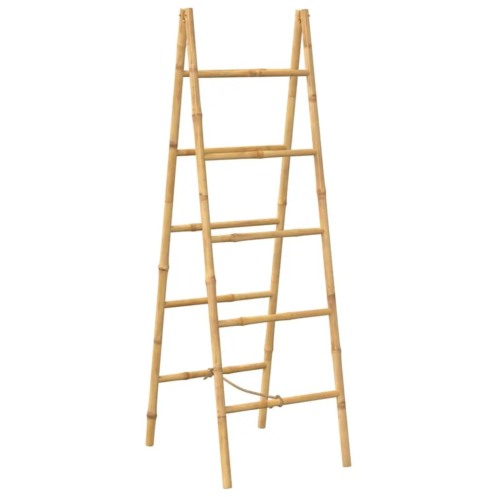 Double Sided Towel Ladder Bamboo Brown 50x160cm 5 Rungs Bathroom Storage