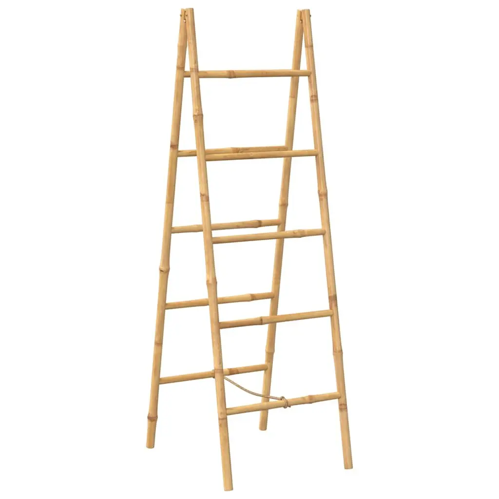 Double Sided Towel Ladder Bamboo Brown 50x160cm 5 Rungs Bathroom Storage