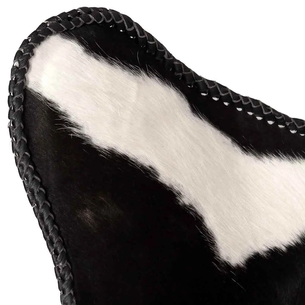 Butterfly Chair Real Cowhide Leather Black Vintage Accent Lounge Seating