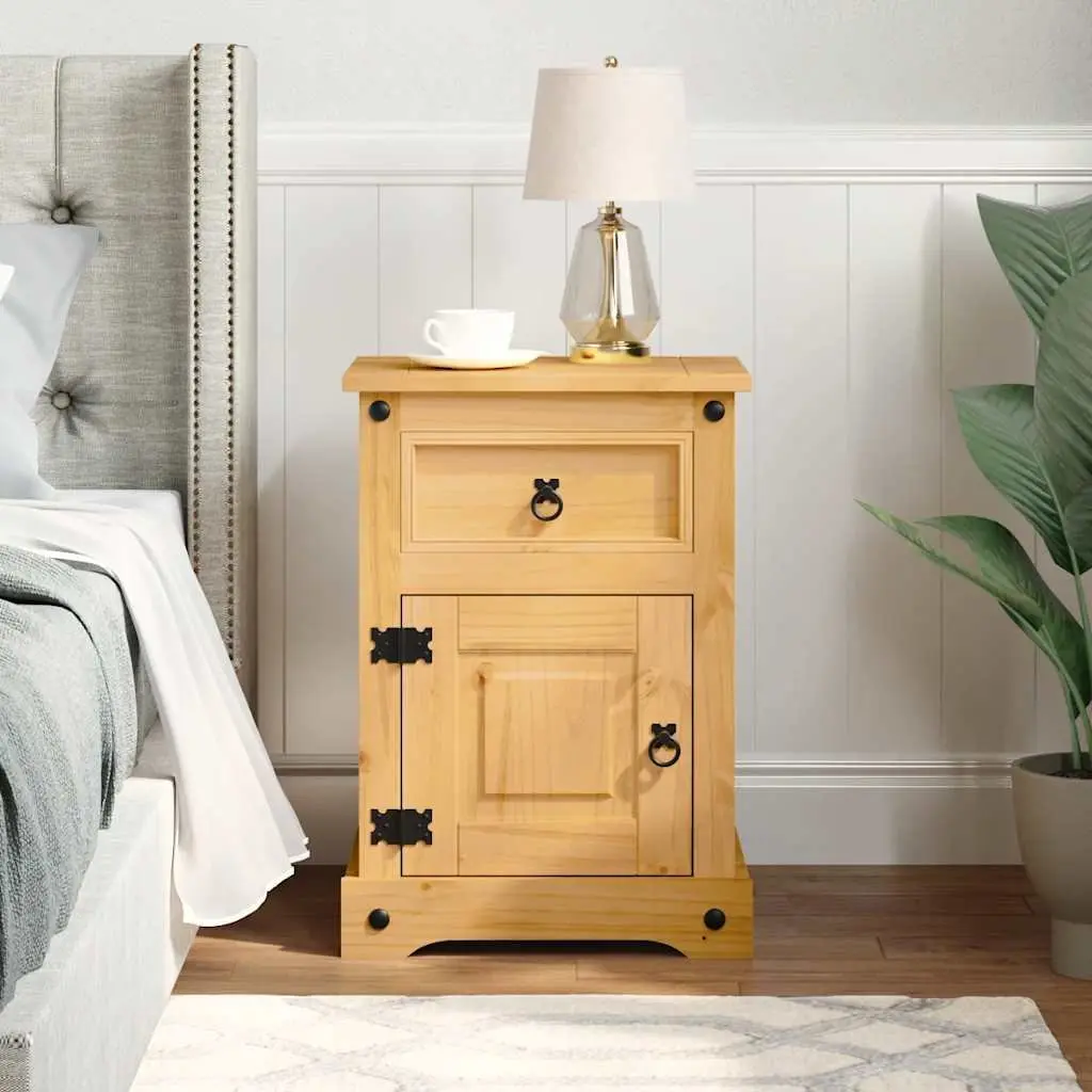Bedside Cabinet Pinewood Brown Mexican Corona Style Nightstand
