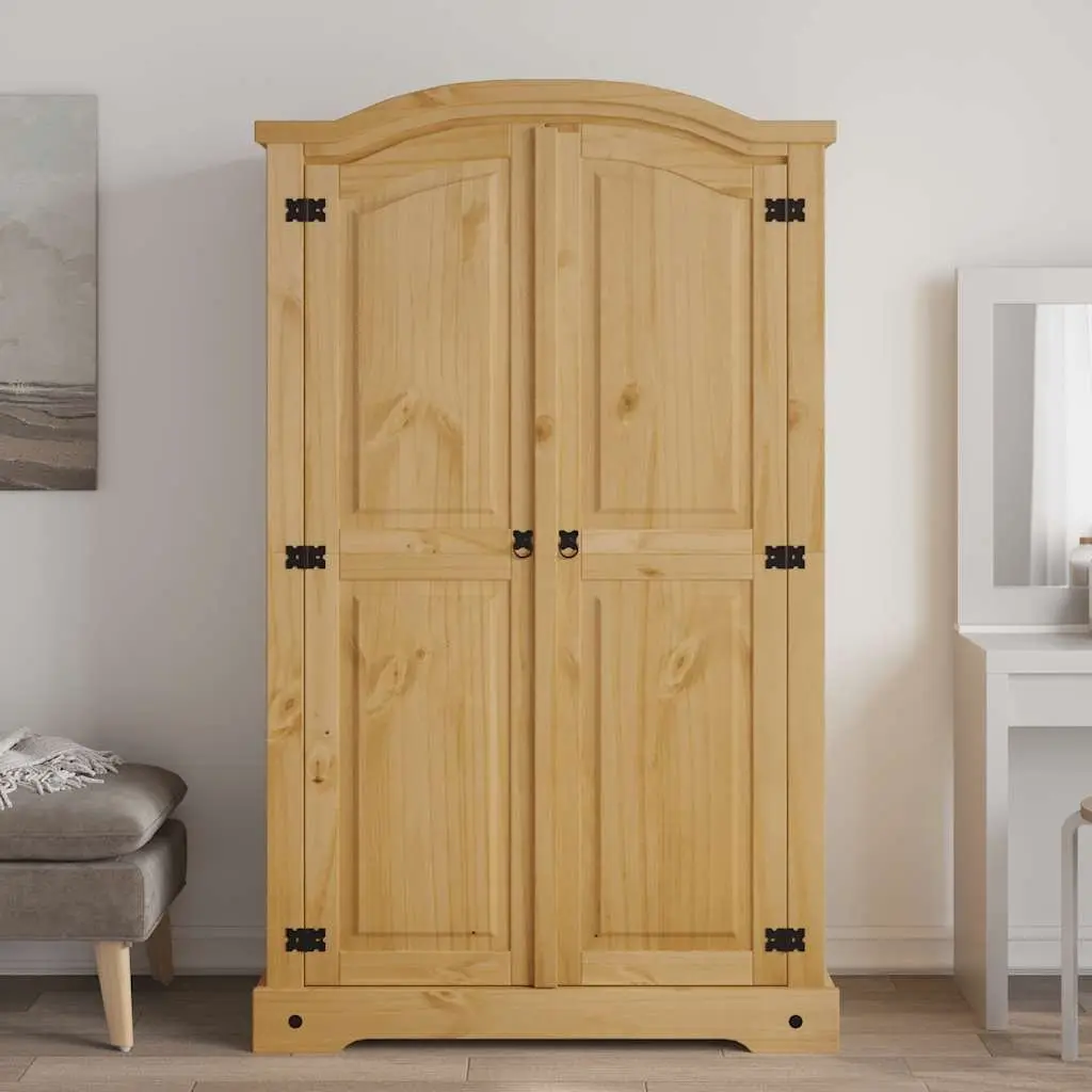 Woodenwardrobe2doorsbrownpinewithdomedtopmexicancoronalifestylestoragecabinet