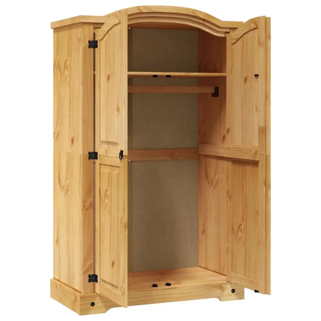 Woodenwardrobe2doorsbrownpinewithdomedtopmexicancoronalifestylestoragecabinet
