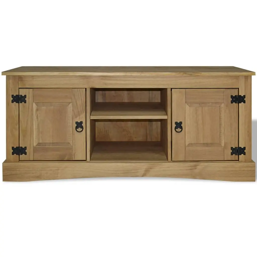 TV Cabinet Solid Pinewood Brown 120 x 40 x 52 cm Living Room Stand Storage Shelves Open Compartments