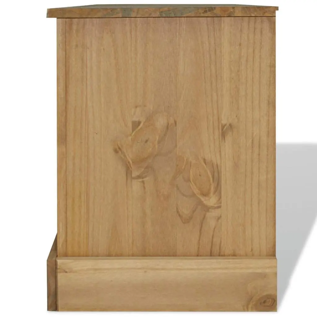 TV Cabinet Solid Pinewood Brown 120 x 40 x 52 cm Living Room Stand Storage Shelves Open Compartments