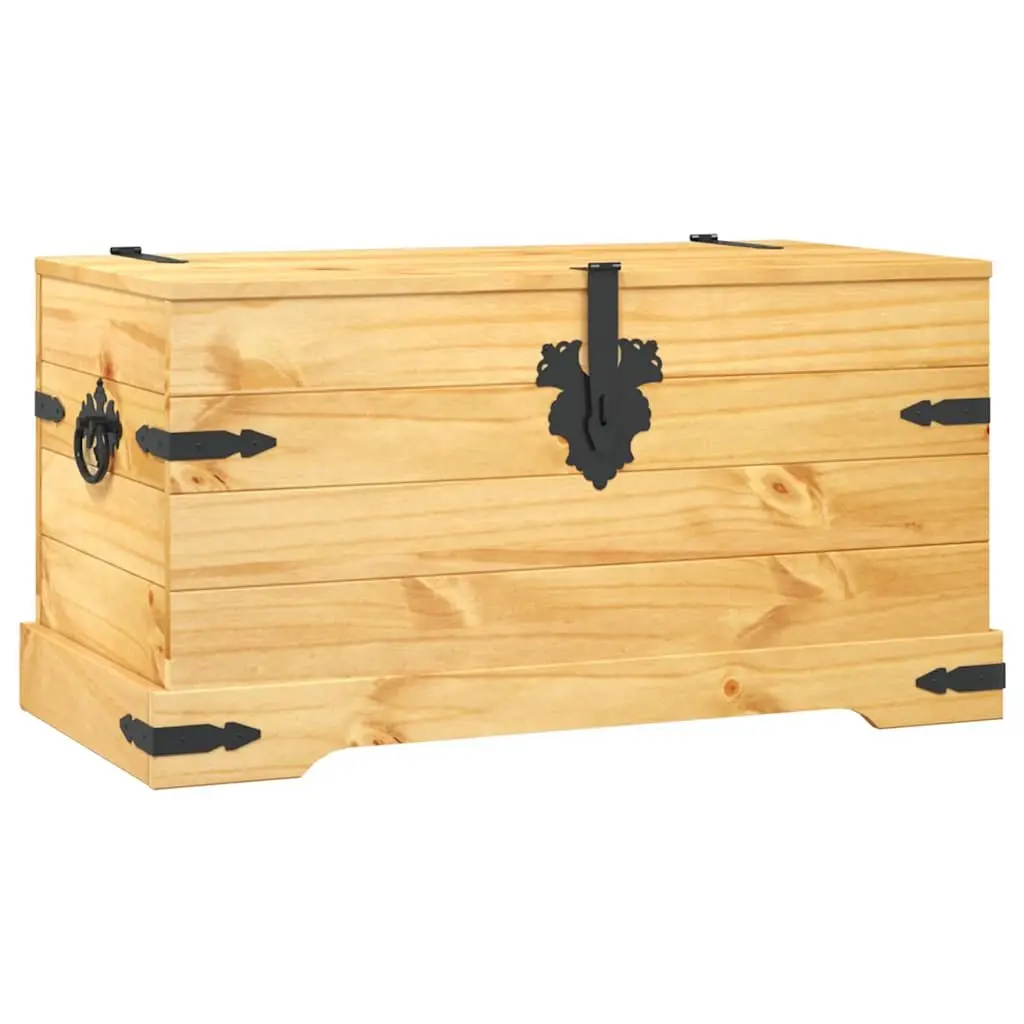 Storage Chest Wooden Pinewood Brown Rustic Corona Style 91 x 49.5 x 47 cm