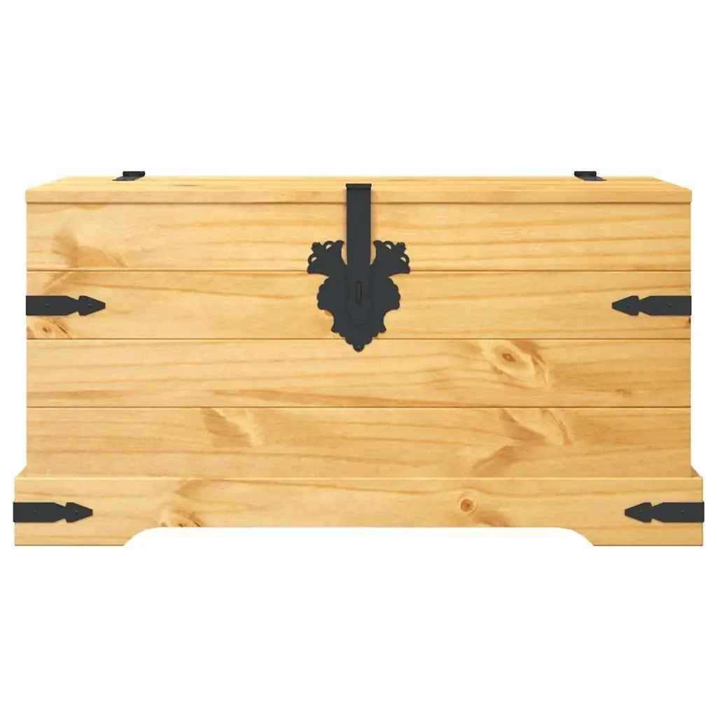Storage Chest Wooden Pinewood Brown Rustic Corona Style 91 x 49.5 x 47 cm