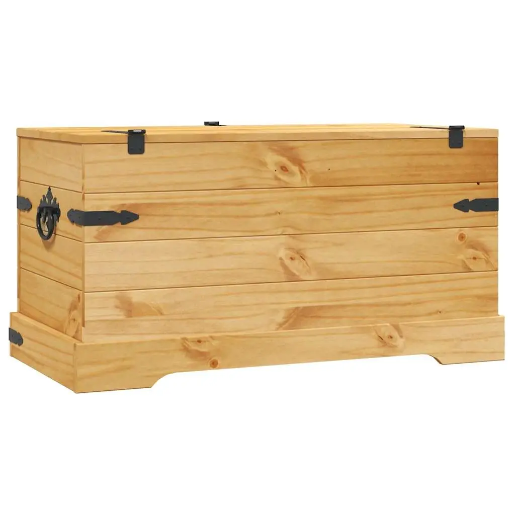 Storage Chest Wooden Pinewood Brown Rustic Corona Style 91 x 49.5 x 47 cm