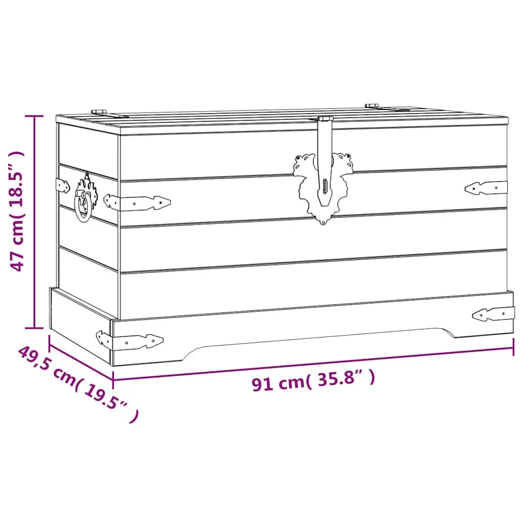 Storage Chest Wooden Pinewood Brown Rustic Corona Style 91 x 49.5 x 47 cm