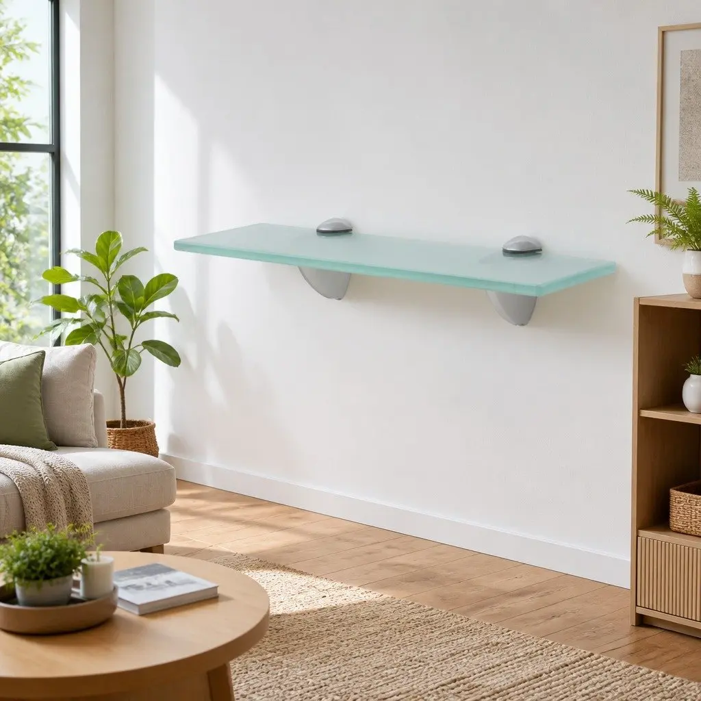 Floating Wall Shelf Glass 30x10 cm Modern Bathroom Bedroom Living Room Display
