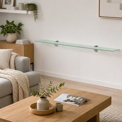Floating Wall Shelf Transparent Glass 90x10 cm Modern Display Storage Ledge