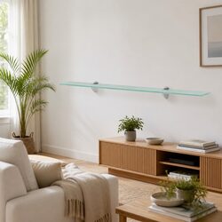Floating Wall Shelf Glass 100x10 cm Tempered Safety Modern Display Bathroom