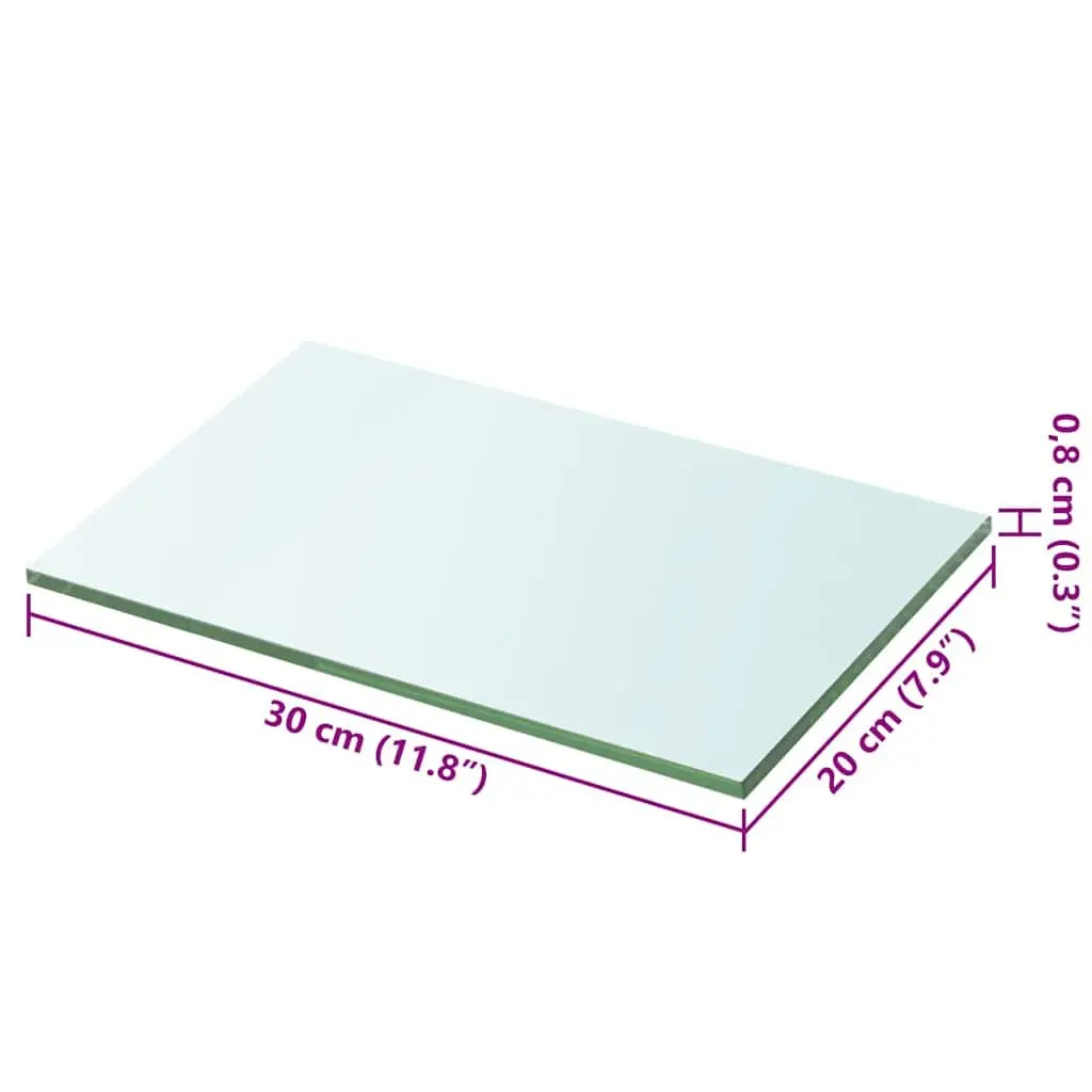 Clear Glass Shelf Panel Floating Wall Storage 30x20cm Durable Transparent Display Ledge