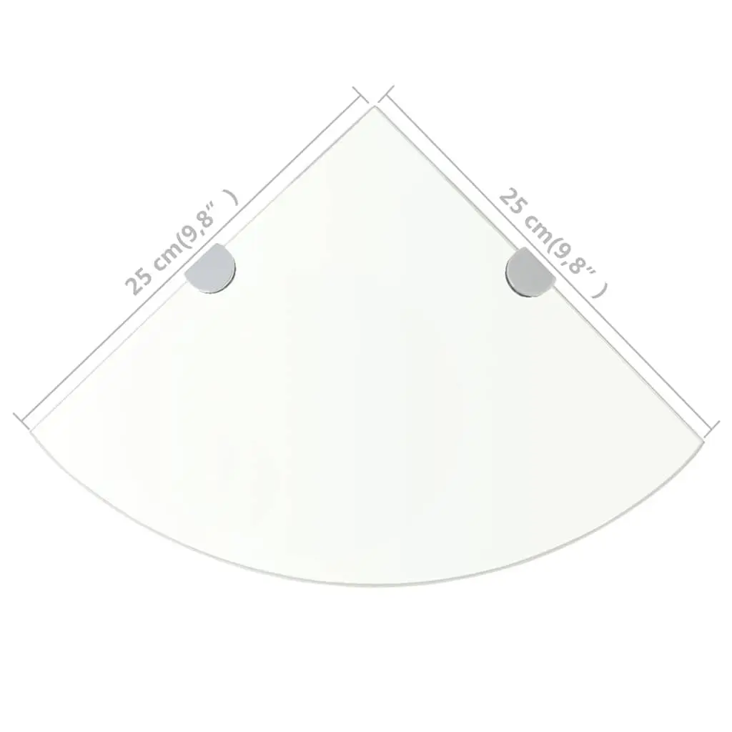 Corner Wall Shelf Transparent Glass with Chrome Supports 25x25cm Storage Display