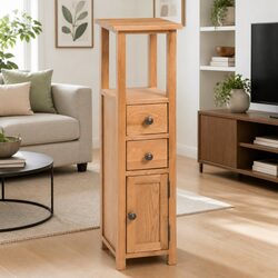 Practical Corner Storage Cabinet 26x26x94cm Solid Oak