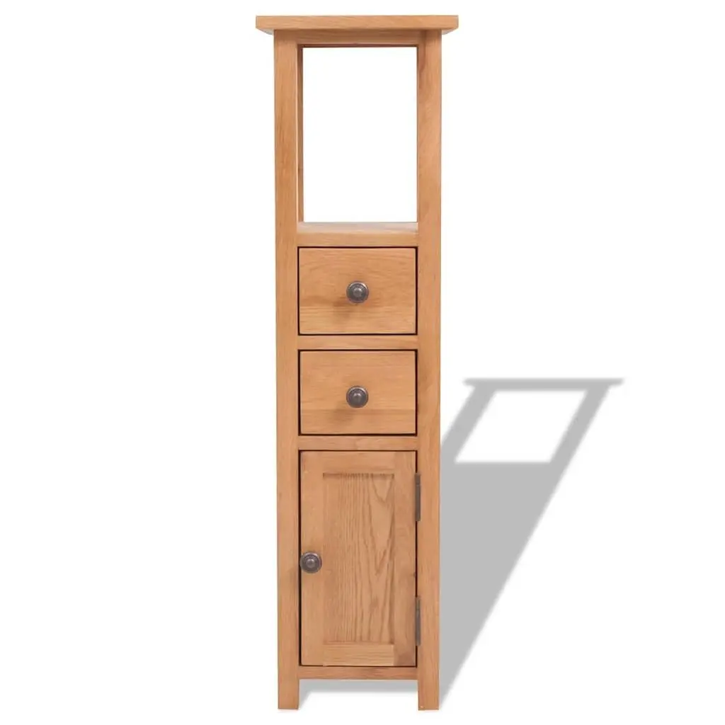 Corner Cabinet Solid Oak Wood 26x26x94 cm Brown Storage Cupboard with 2 Drawers
