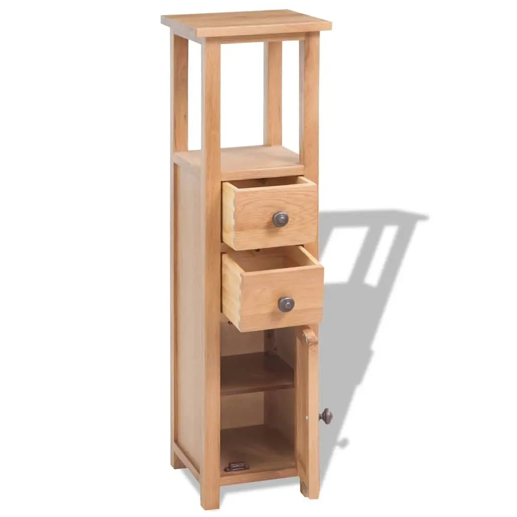 Corner Cabinet Solid Oak Wood 26x26x94 cm Brown Storage Cupboard with 2 Drawers