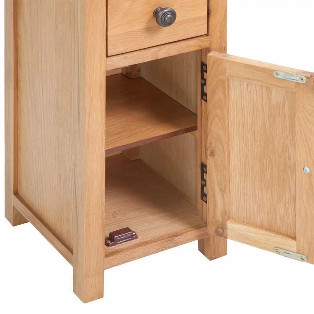 Corner Cabinet Solid Oak Wood 26x26x94 cm Brown Storage Cupboard with 2 Drawers