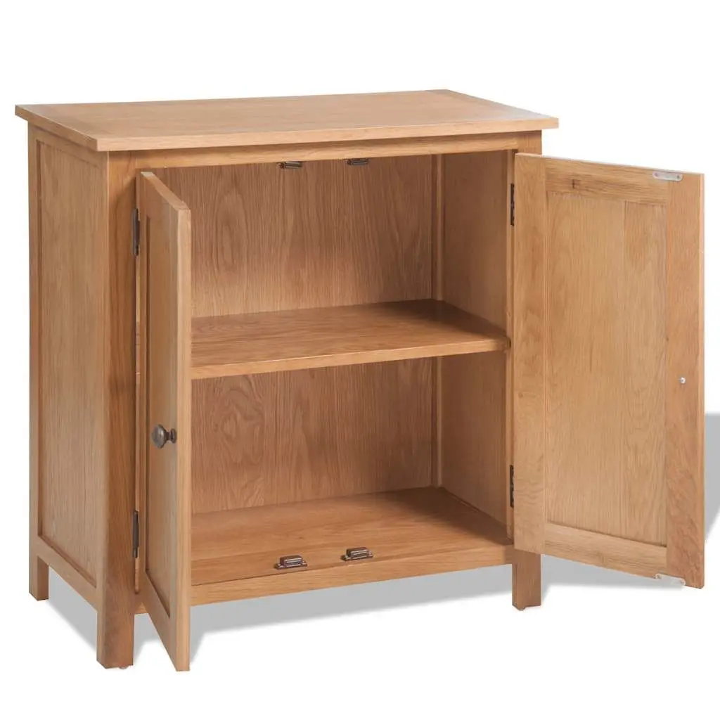 Solid Oak Wood Sideboard Storage Cabinet 70cm W x 35cm D x 75cm H Brown