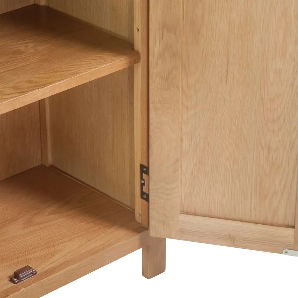 Solid Oak Wood Sideboard Storage Cabinet 70cm W x 35cm D x 75cm H Brown
