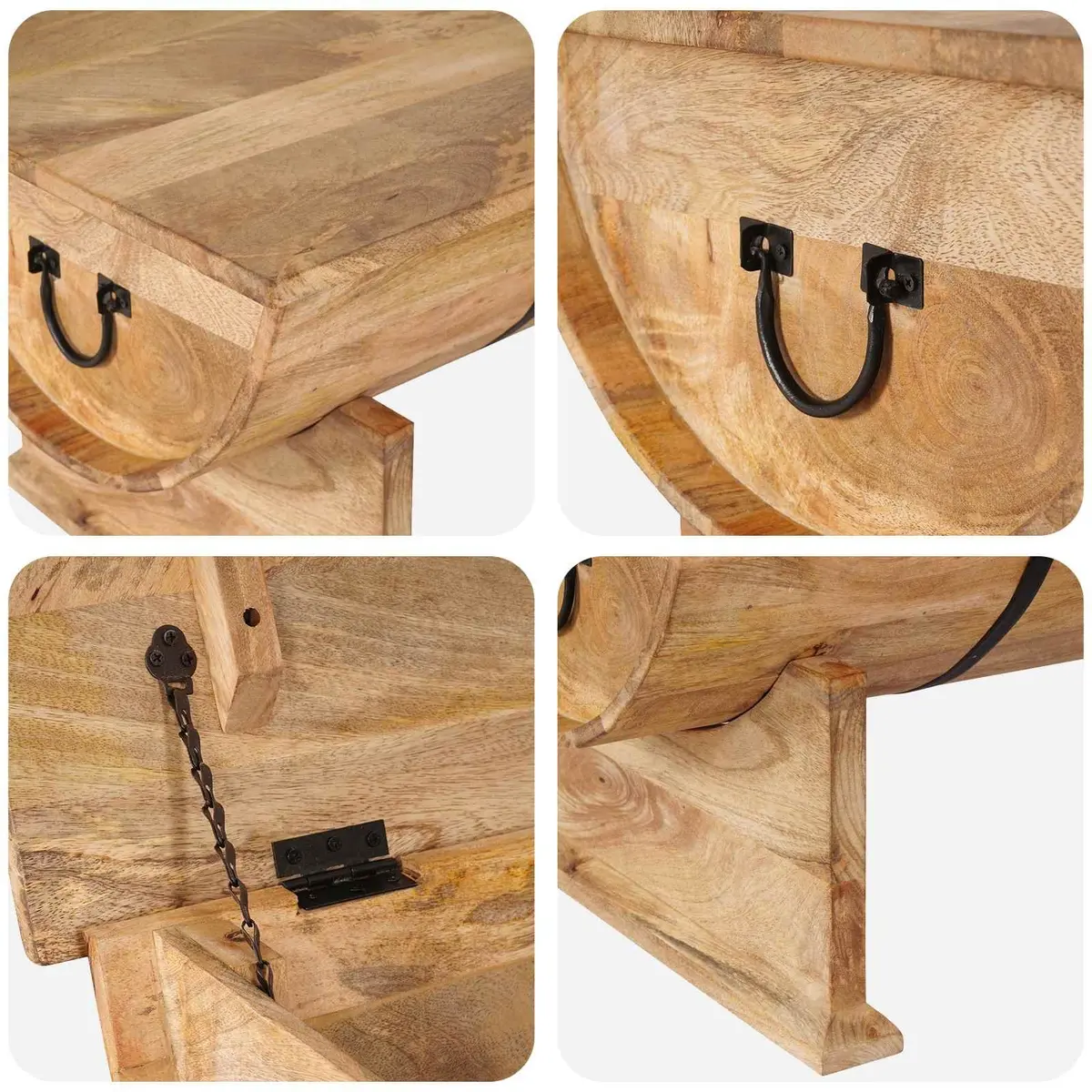 Coffee Table Solid Mango Wood Handmade Vintage Brown 88L x 50W x 40H cm
