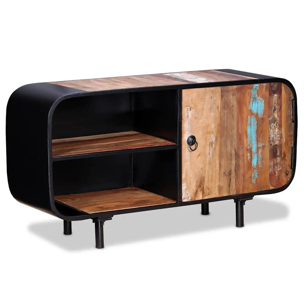 Reclaimed Wood TV Cabinet Iron 90x30x48cm Brown Rustic Industrial Lowboard Sideboard Unit