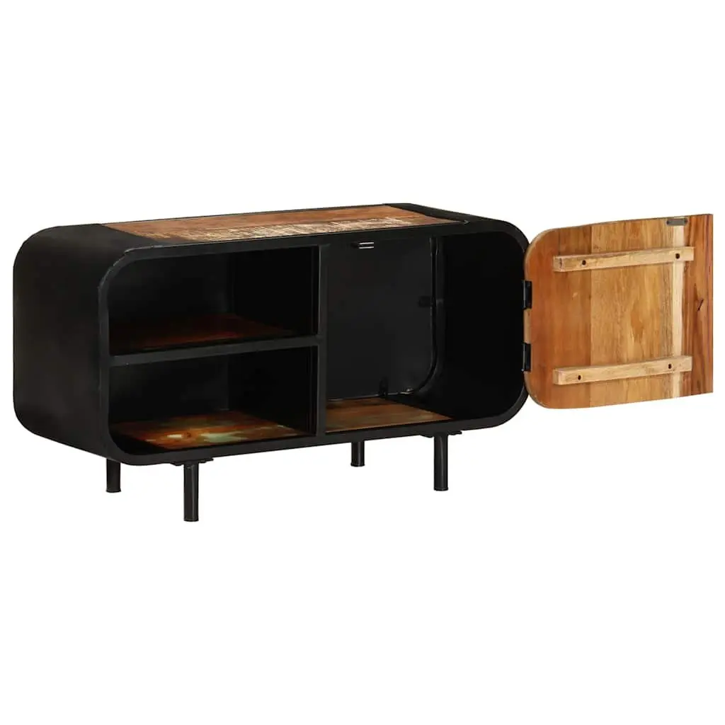 Reclaimed Wood TV Cabinet Iron 90x30x48cm Brown Rustic Industrial Lowboard Sideboard Unit