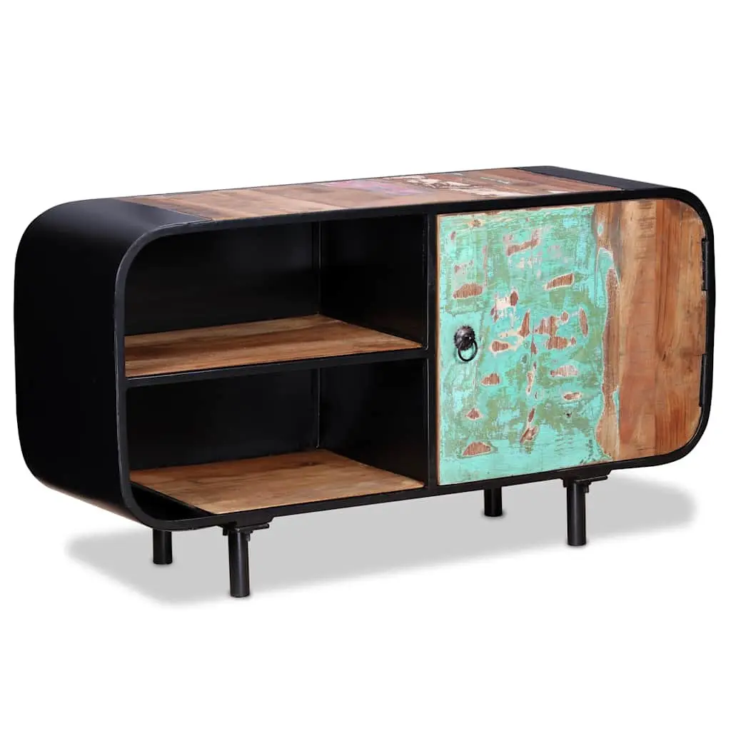 Reclaimed Wood TV Cabinet Iron 90x30x48cm Brown Rustic Industrial Lowboard Sideboard Unit