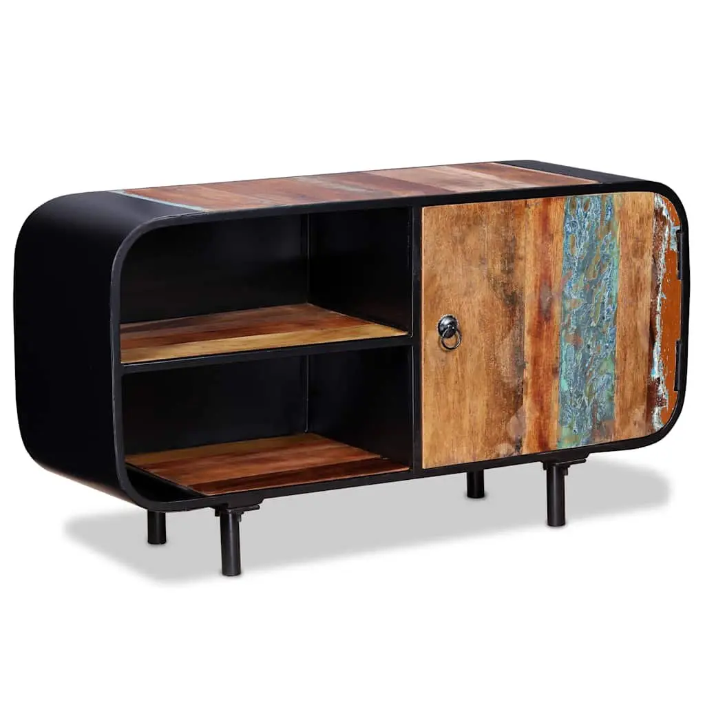 Reclaimed Wood TV Cabinet Iron 90x30x48cm Brown Rustic Industrial Lowboard Sideboard Unit