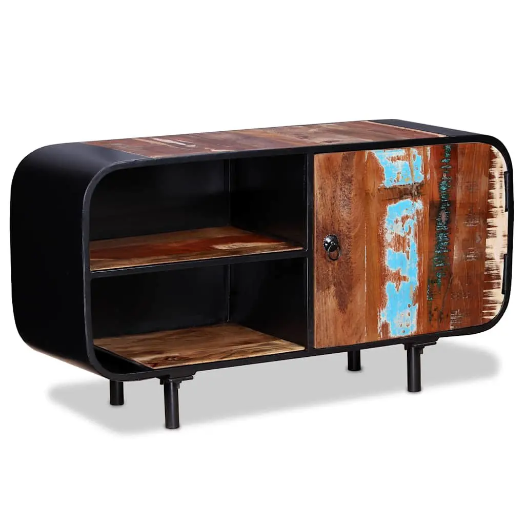Reclaimed Wood TV Cabinet Iron 90x30x48cm Brown Rustic Industrial Lowboard Sideboard Unit