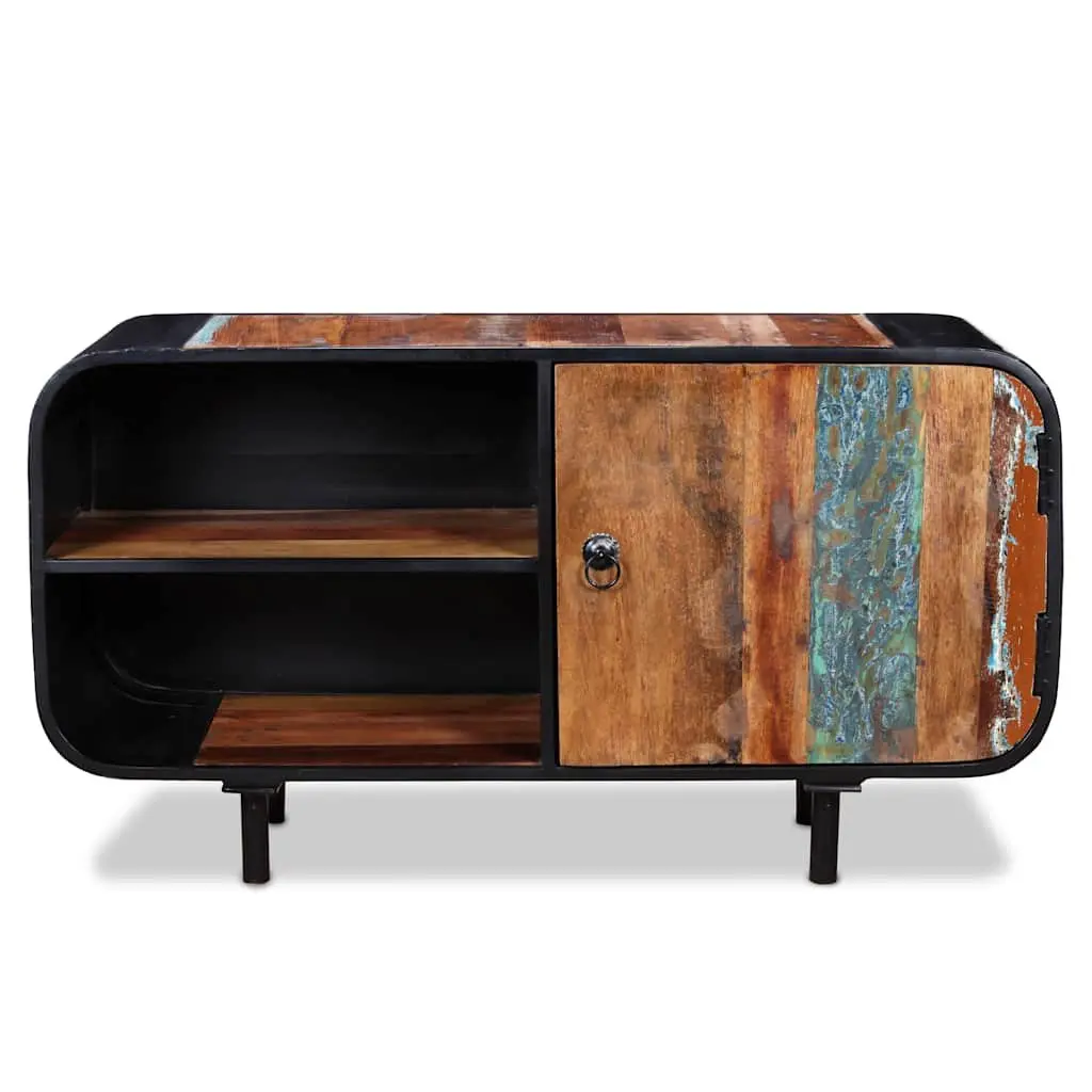 Reclaimed Wood TV Cabinet Iron 90x30x48cm Brown Rustic Industrial Lowboard Sideboard Unit