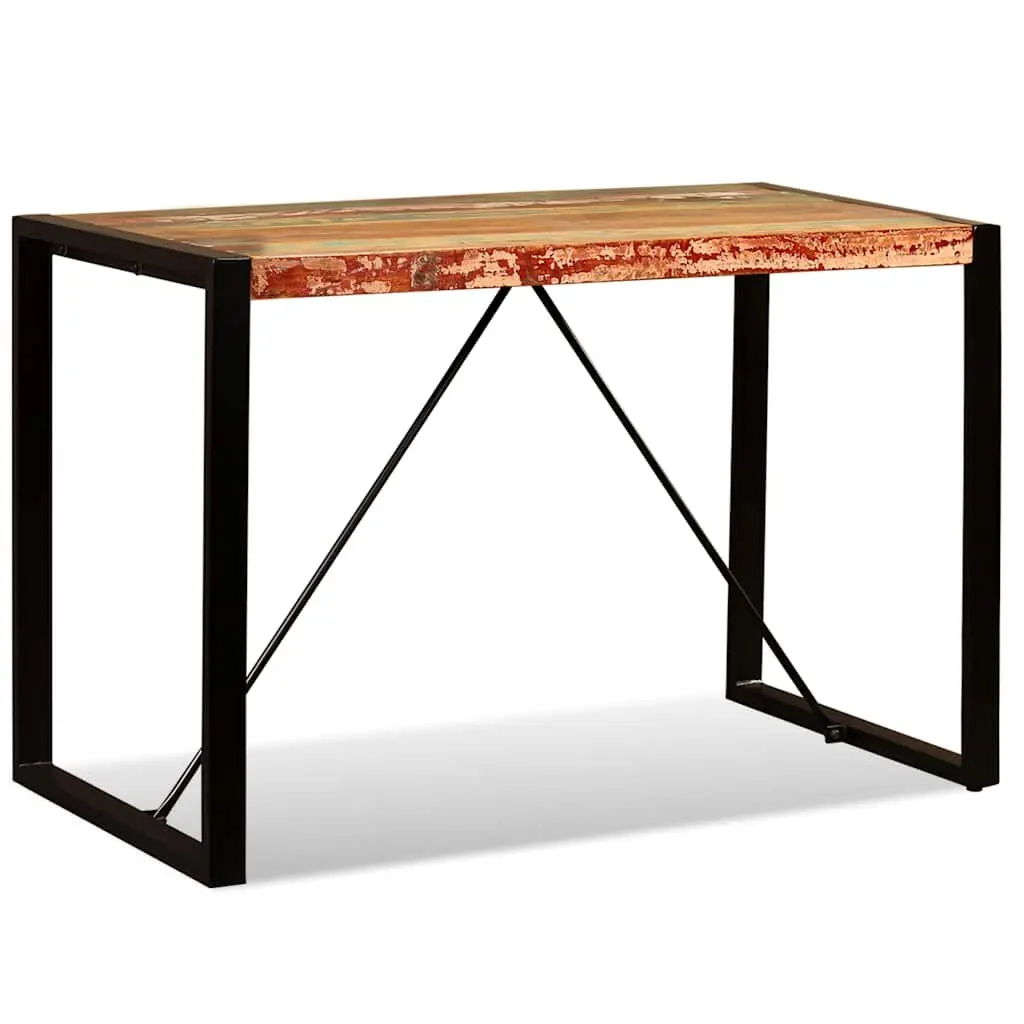 Dining Table Solid Reclaimed Wood 120cm Multicolour Industrial Style