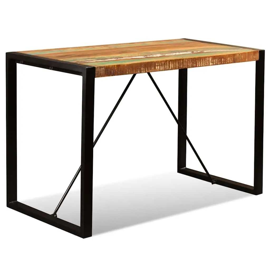 Dining Table Solid Reclaimed Wood 120cm Multicolour Industrial Style