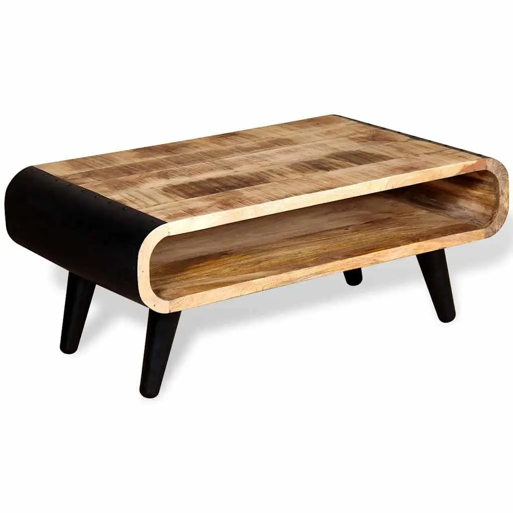 Coffee Table Multicolour Rough Mango Wood Industrial Style 90x55x39cm Living Room Furniture