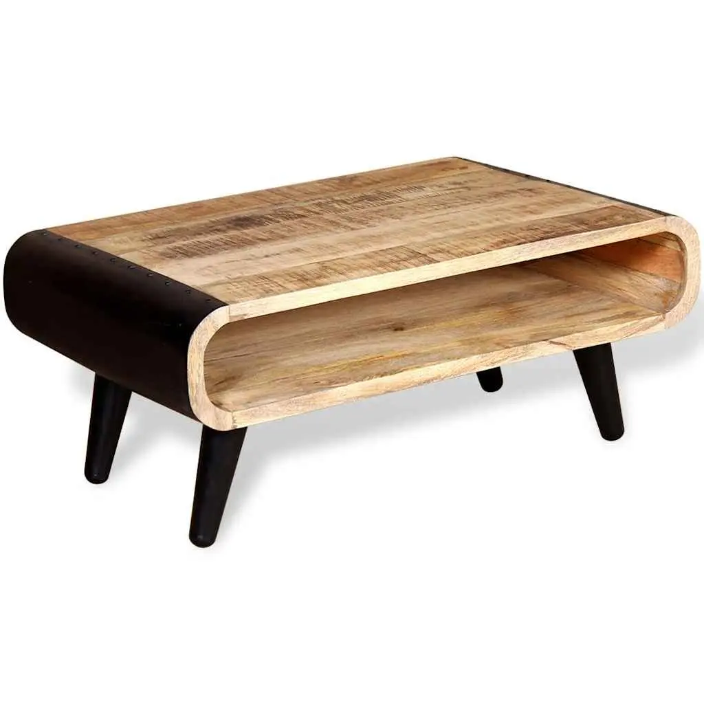 Coffee Table Multicolour Rough Mango Wood Industrial Style 90x55x39cm Living Room Furniture