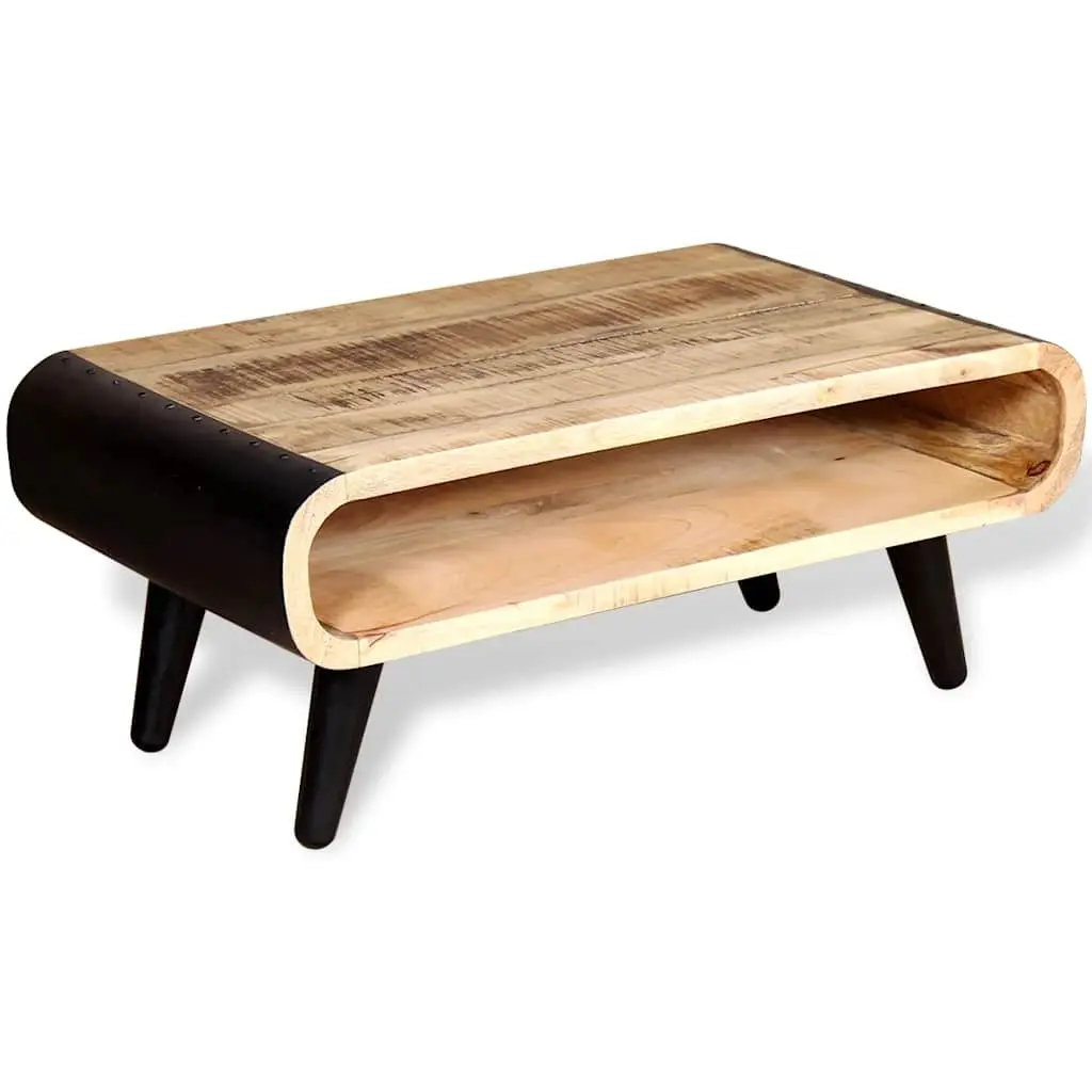 Coffee Table Multicolour Rough Mango Wood Industrial Style 90x55x39cm Living Room Furniture