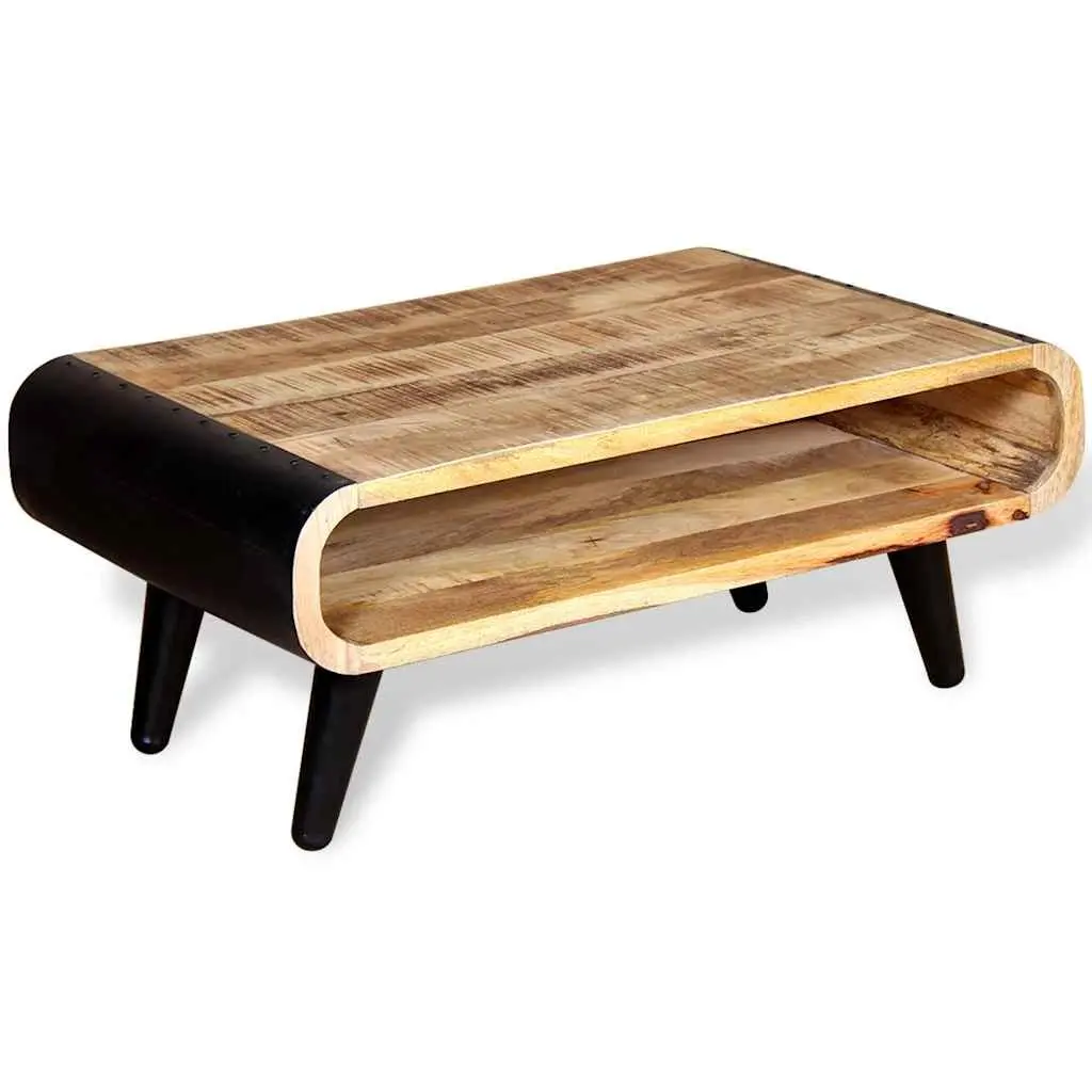 Coffee Table Multicolour Rough Mango Wood Industrial Style 90x55x39cm Living Room Furniture