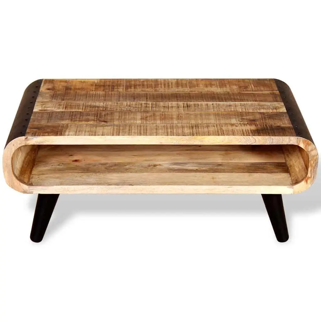 Coffee Table Multicolour Rough Mango Wood Industrial Style 90x55x39cm Living Room Furniture