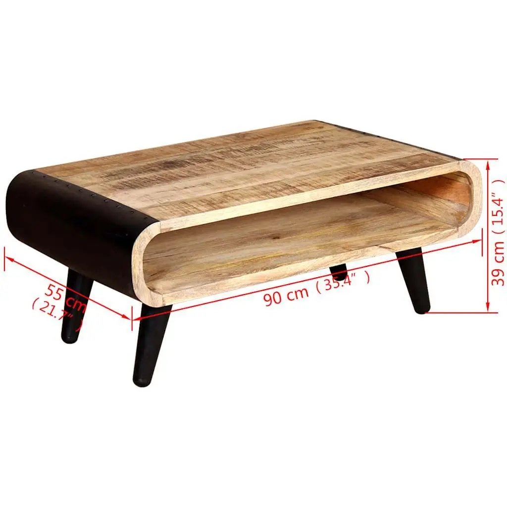 Coffee Table Multicolour Rough Mango Wood Industrial Style 90x55x39cm Living Room Furniture