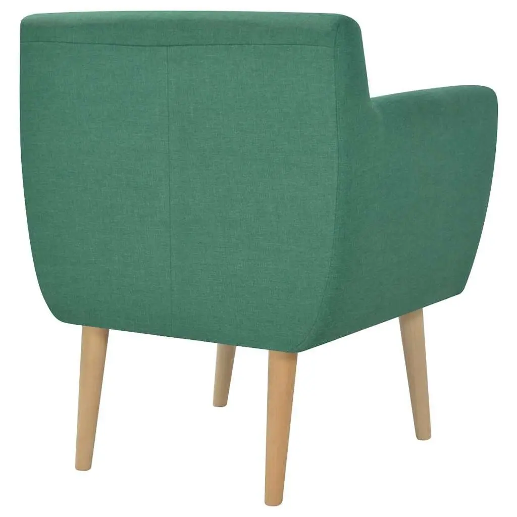 Green Fabric Upholstered Armchair with Wooden Frame and Padded Cushion for Living Room Seating