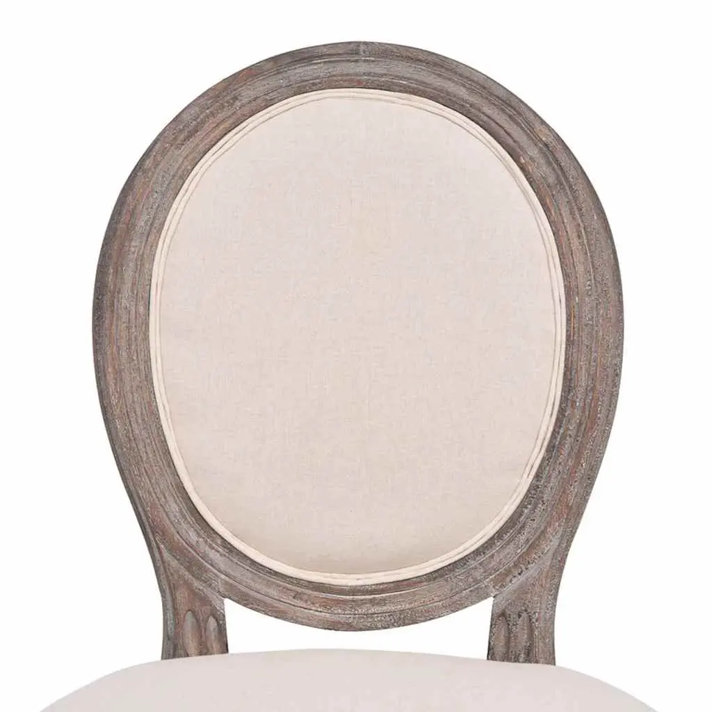 Dining Chairs Linen Fabric Foam Padded Seat Wooden Legs Cream 2 Piece
