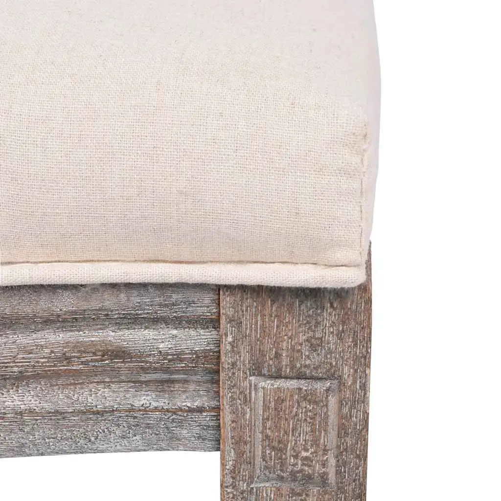 Dining Chairs Linen Fabric Foam Padded Seat Wooden Legs Cream 2 Piece