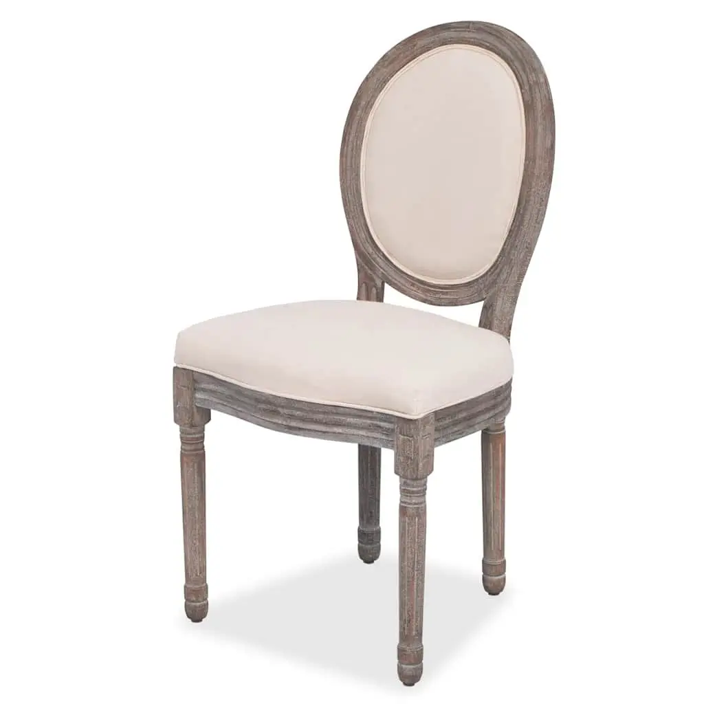 Dining Chairs Set of Four in Cream Upholstery